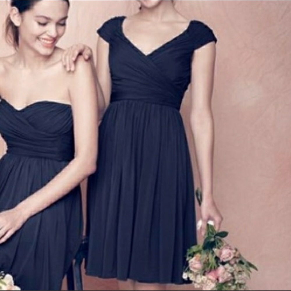 J. Crew Matilda Navy Liquid Jersey Bridesmaid Dress Cap Sleeve Formal Ruched